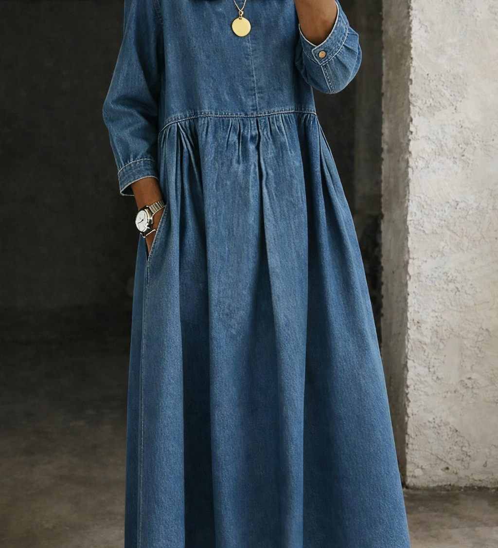Océane - Robe en Denim avec Col Peter Pan