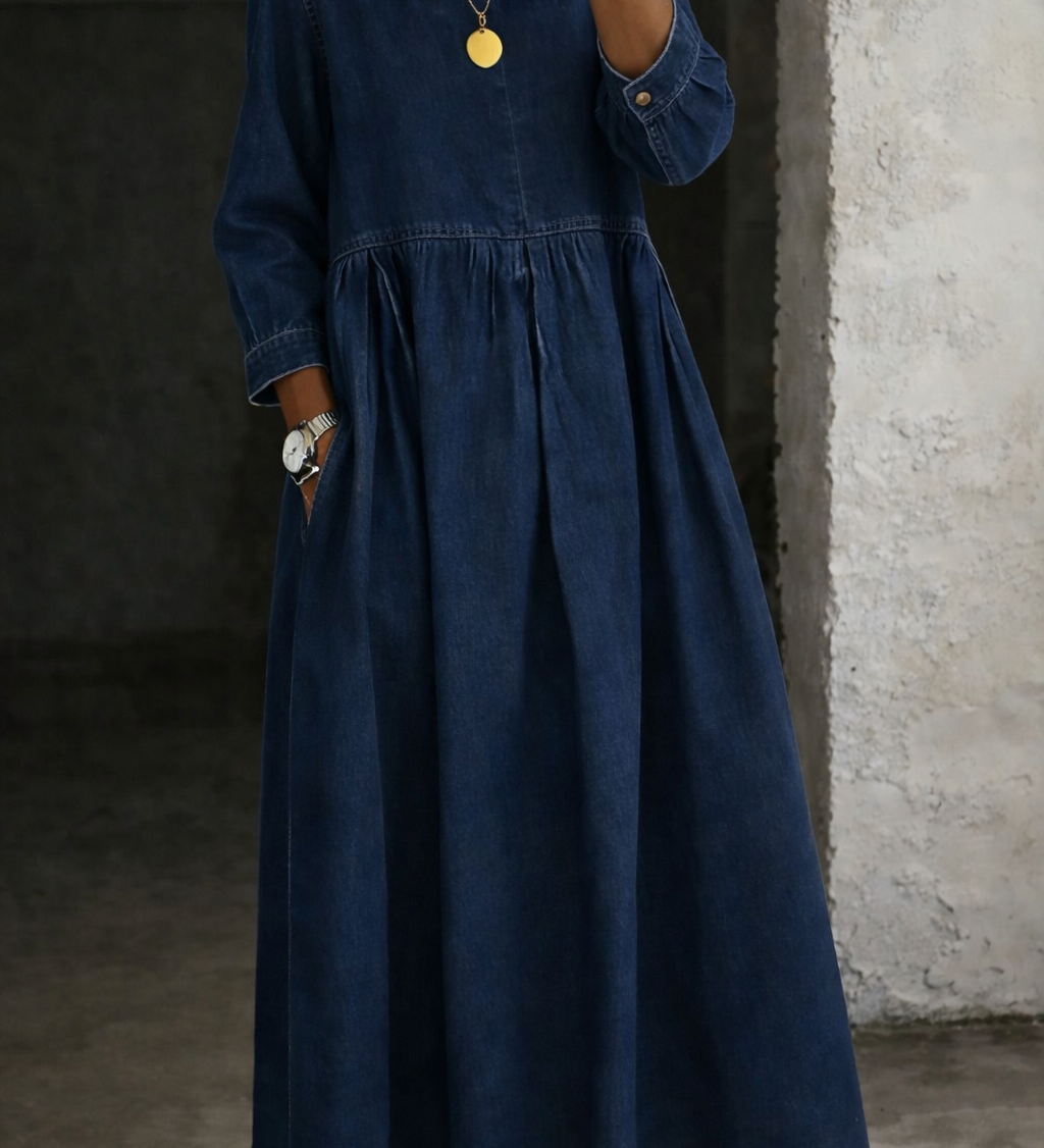 Océane - Robe en Denim avec Col Peter Pan