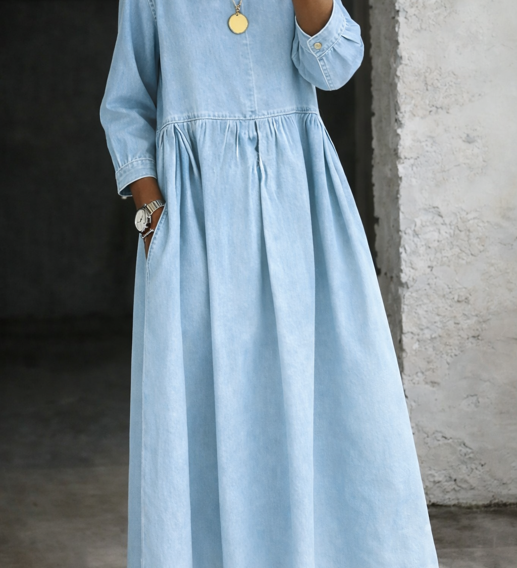 Océane - Robe en Denim avec Col Peter Pan